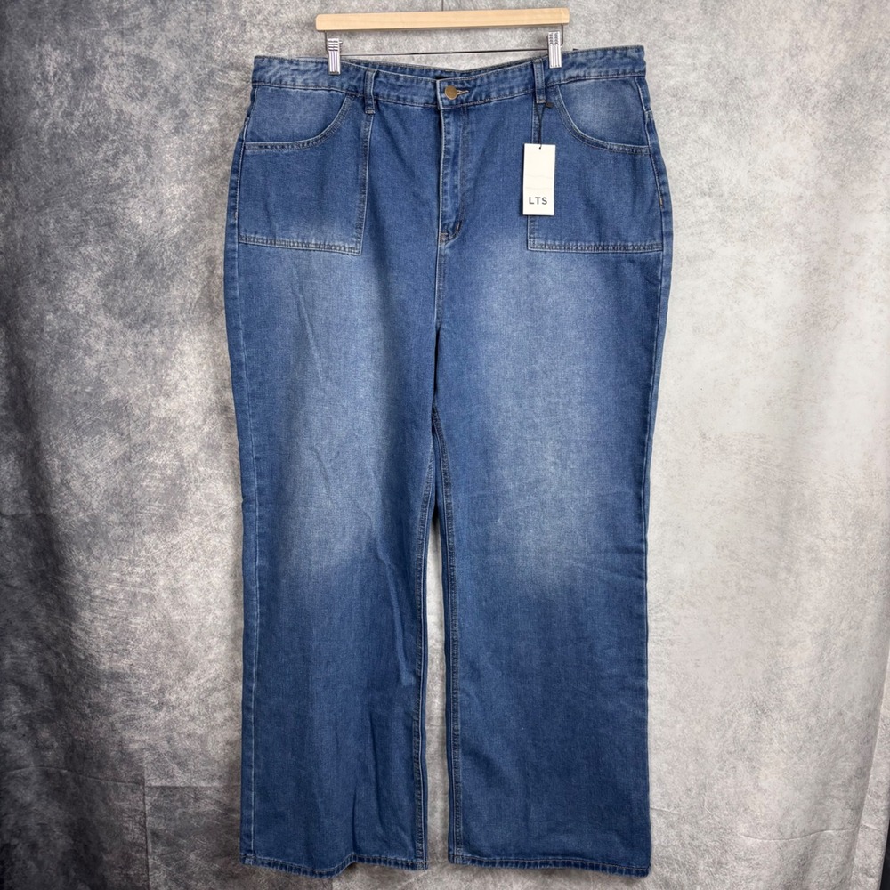 Long Tall Sally Denim Wide Leg High Rise Jeans US Plus Size 20 NWT - Picture 2 of 9